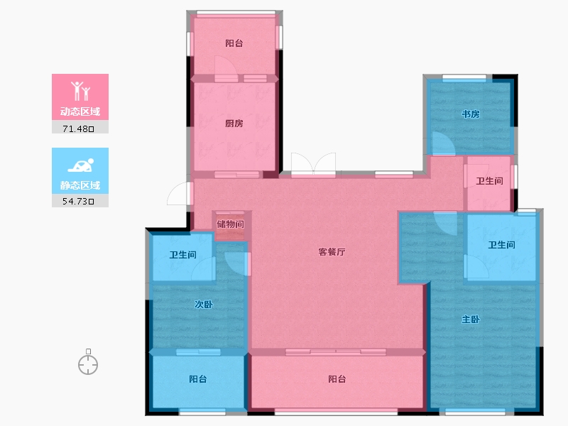 宁夏回族自治区-银川市-兴庆天山熙湖-113.40-户型库-动静分区