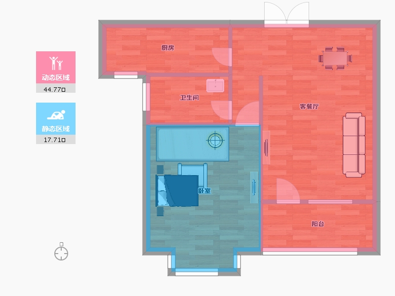 山东省-青岛市-逸景湾尚品10号楼B72m²-57.60-户型库-动静分区