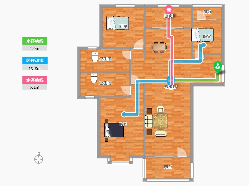 山东省-青岛市-逸景湾尚品10号楼C153m²-122.76-户型库-动静线