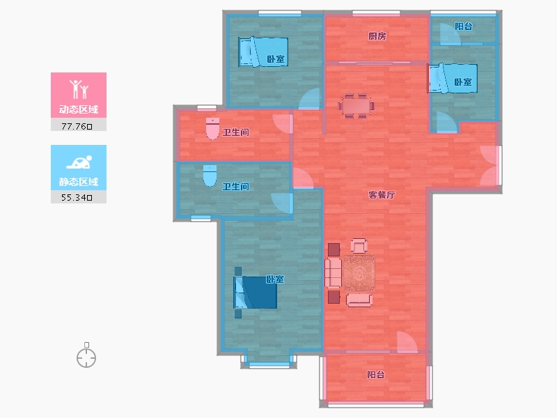 山东省-青岛市-逸景湾尚品10号楼C153m²-122.76-户型库-动静分区