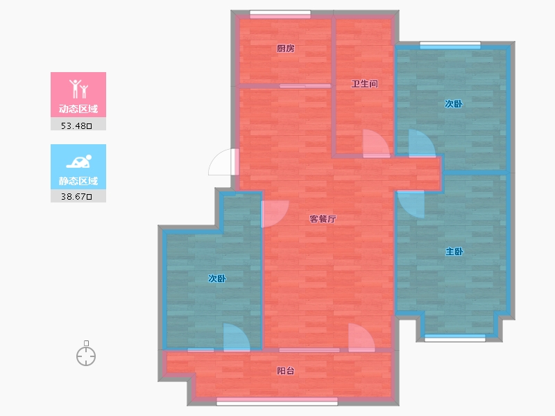 山东省-青岛市-万德麒麟公馆104㎡户型-83.94-户型库-动静分区