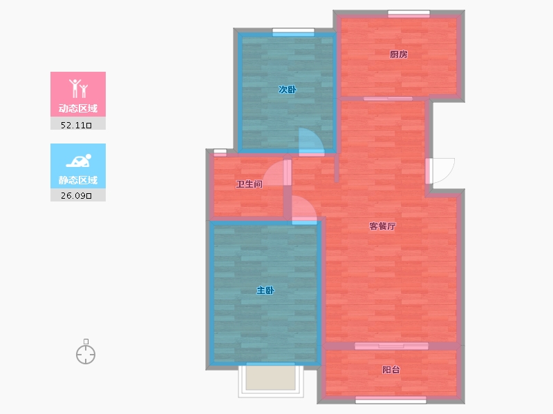 山东省-青岛市-天一镜台山86m²-69.72-户型库-动静分区