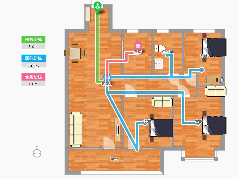 山东省-青岛市-衡山学府108m²-88.17-户型库-动静线