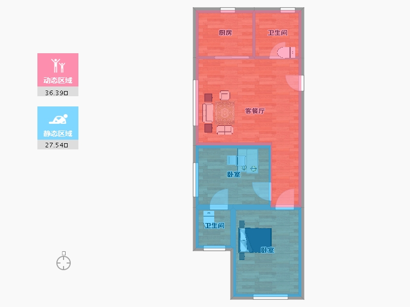 山东省-青岛市-天泰山海印象5号楼A72m²-57.00-户型库-动静分区