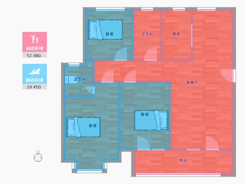 山东省-青岛市-世茂锦域A119m²-84.00-户型库-动静分区