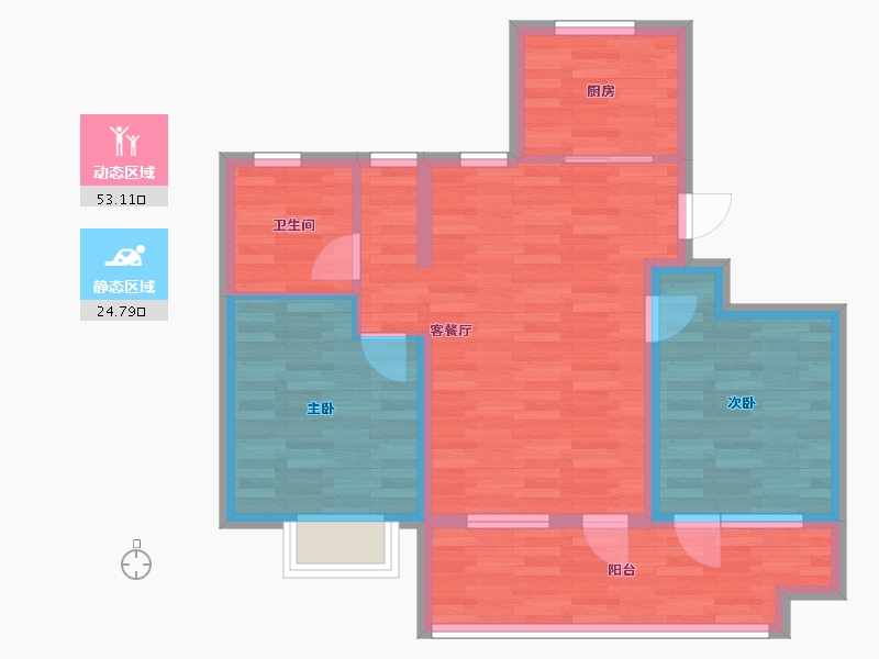 山东省-青岛市-海信珠山小镇二期17,20栋A85m²-69.14-户型库-动静分区