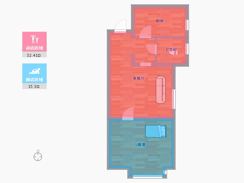 山东省-青岛市-仁洲观海53m²-41.97-户型库-动静分区