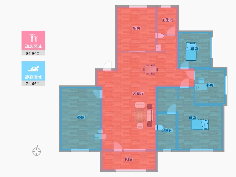 山东省-青岛市-金沙滩壹号K181m²-145.40-户型库-动静分区