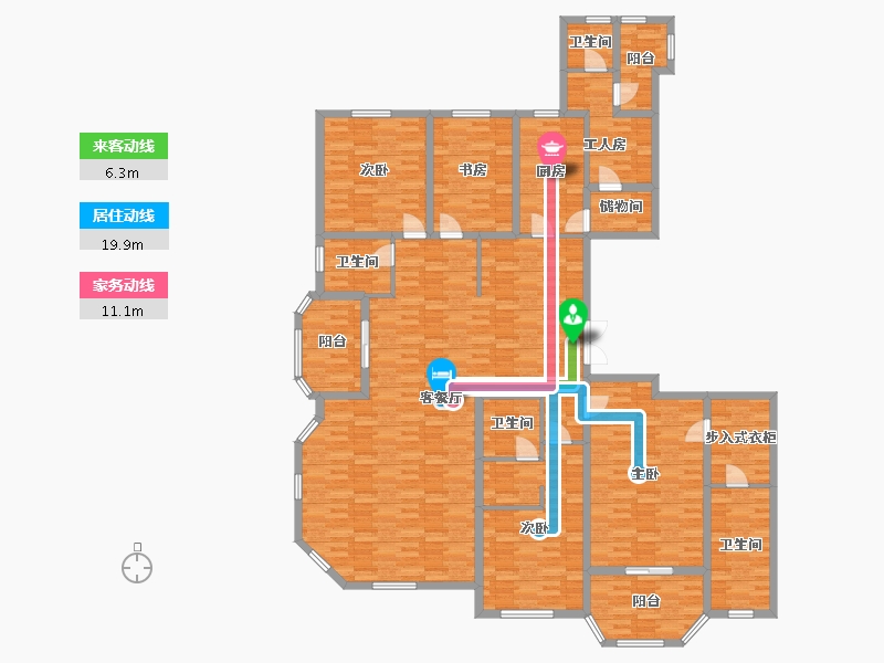 山东省-青岛市-金沙滩壹号L260m²-210.29-户型库-动静线