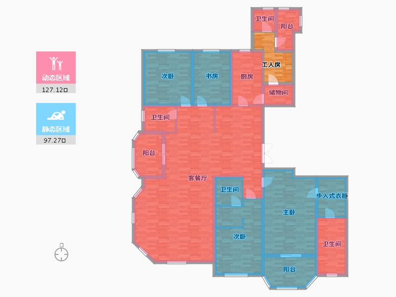 山东省-青岛市-金沙滩壹号L260m²-210.29-户型库-动静分区