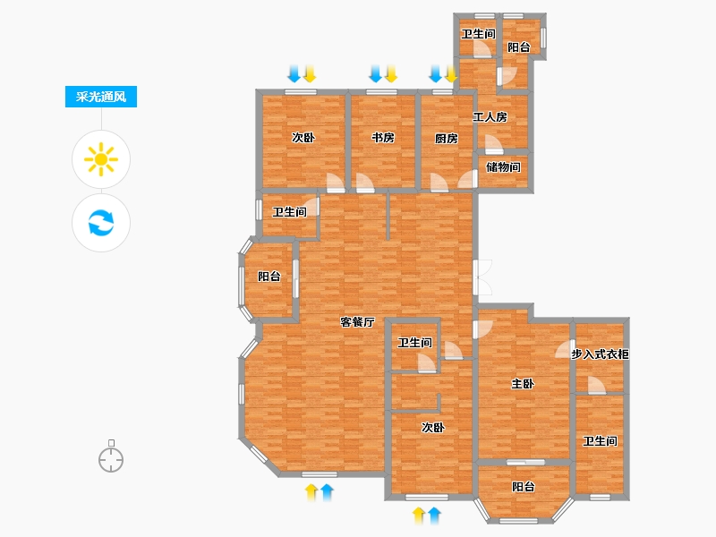 山东省-青岛市-金沙滩壹号L260m²-210.29-户型库-采光通风