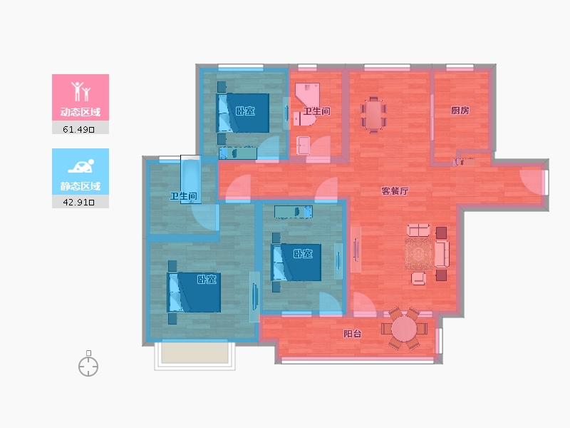 山东省-青岛市-海尔产城创悦湖兰庭春和景明户二期4，6号楼115m²-92.39-户型库-动静分区