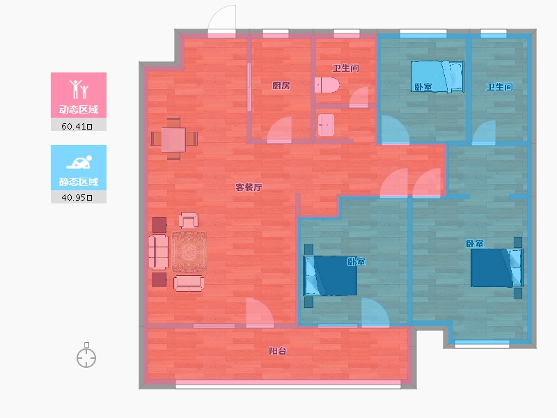 山东省-青岛市-万科城市之光B11,B12号楼115m²-92.40-户型库-动静分区