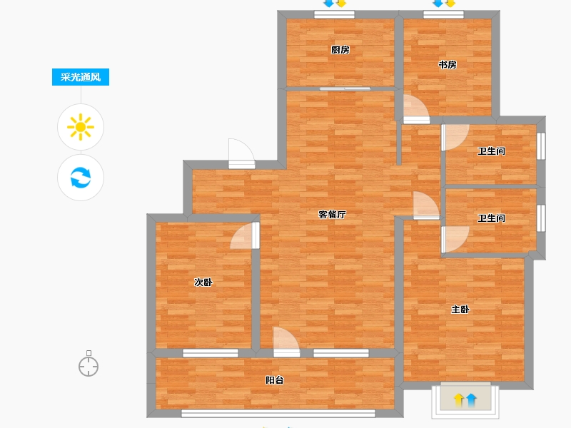 山东省-青岛市-保利开投徕卡公园119m²-95.00-户型库-采光通风