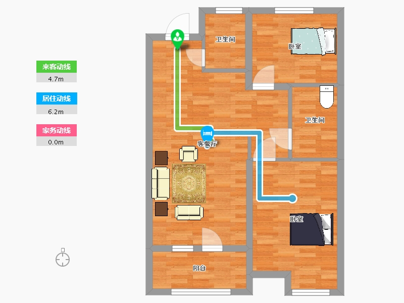 山东省-青岛市-中海外京华海悦1号楼84m²-67.28-户型库-动静线