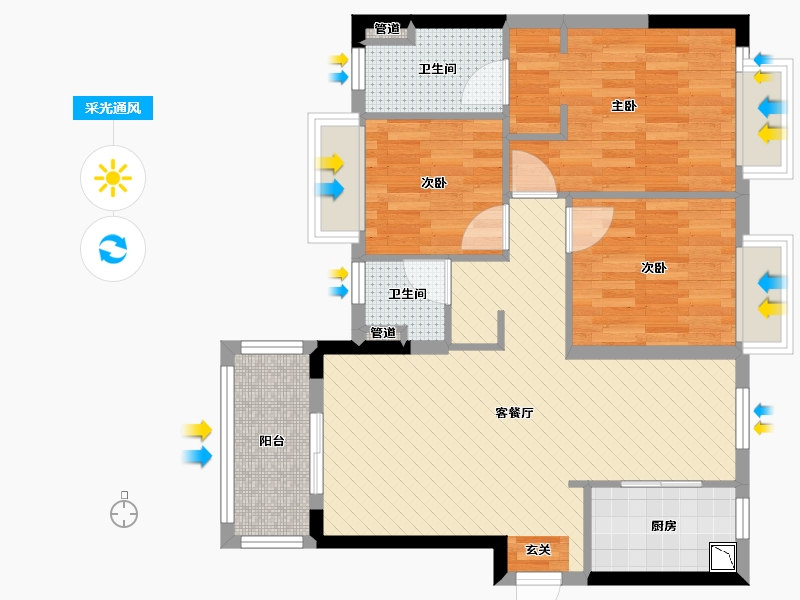 广西壮族自治区-南宁市-天地明珠-74.42-户型库-采光通风