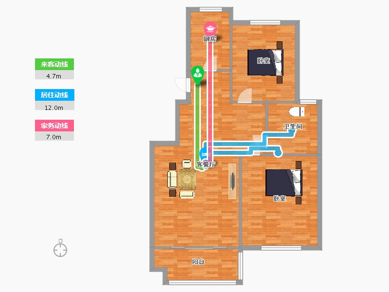 山东省-青岛市-中房鑫汇水岸9号楼C户型126m²-99.90-户型库-动静线