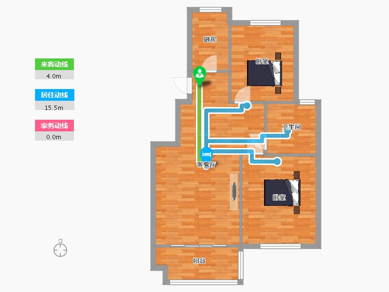 山东省-青岛市-中房鑫汇水岸1号楼A户型96m²-77.07-户型库-动静线