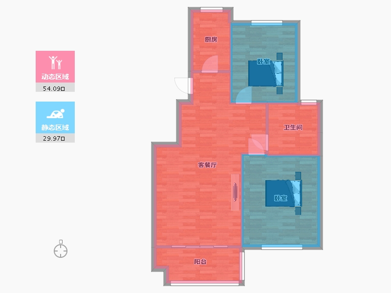 山东省-青岛市-中房鑫汇水岸1号楼A户型96m²-77.07-户型库-动静分区