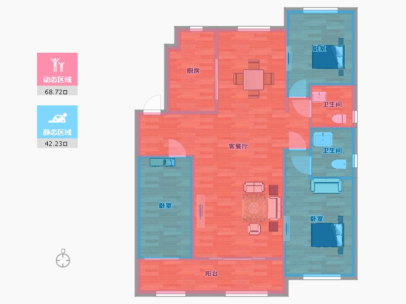 山东省-青岛市-观澜国际11号楼127m²-102.22-户型库-动静分区