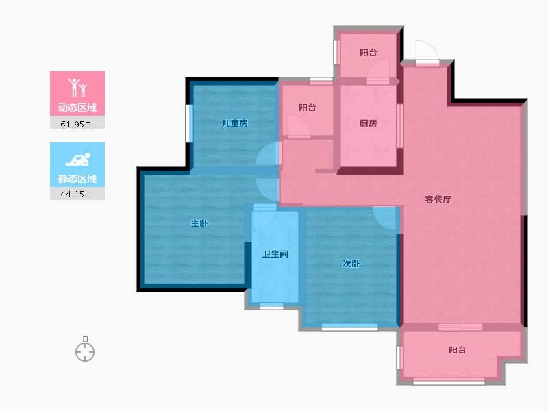 四川省-成都市-祥荣城市绿洲-93.63-户型库-动静分区