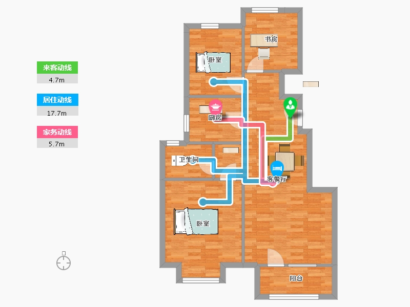 山东省-青岛市-地铁海尔香溪地3，20，21，22，9号楼95m²-76.00-户型库-动静线