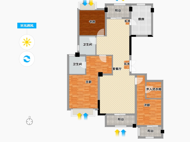 浙江省-宁波市-嘉悦城-142.00-户型库-采光通风