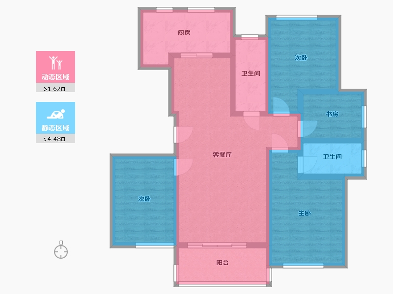 山东省-潍坊市-歌尔绿城桃园里-102.78-户型库-动静分区