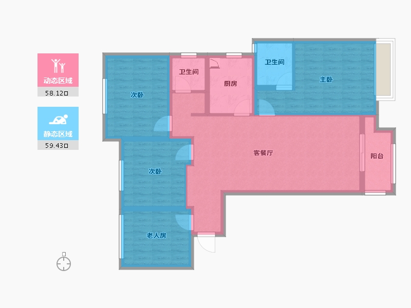 河南省-郑州市-五建新街坊-105.00-户型库-动静分区