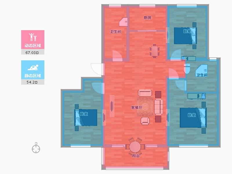 山东省-青岛市-双珑领寓109m²-109.49-户型库-动静分区