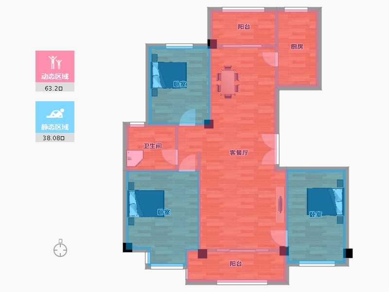 山东省-青岛市-鸿锦凤凰新城C户型115m²-92.00-户型库-动静分区