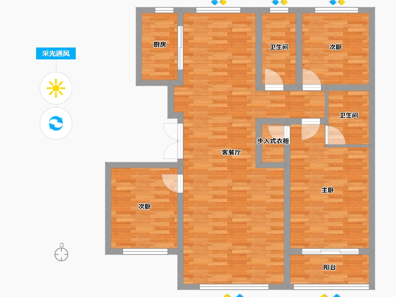 河北省-衡水市-东悦华府-99.83-户型库-采光通风