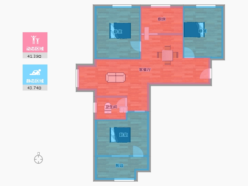 山东省-青岛市-香溪贤庭96m²-75.84-户型库-动静分区