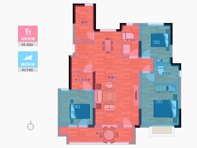 山东省-青岛市-协信天骄观澜国际社区A4户型118m²-94.10-户型库-动静分区