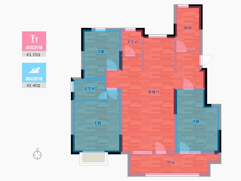 山东省-青岛市-协信天骄观澜国际社区115㎡户型-93.22-户型库-动静分区