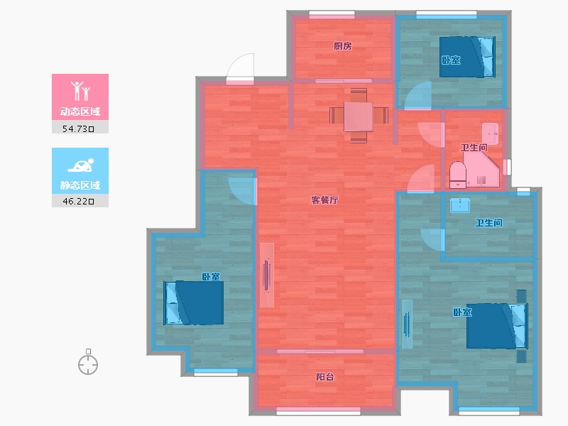 山东省-青岛市-中建尚锦苑7，10，17，18，19号楼115m²-92.05-户型库-动静分区