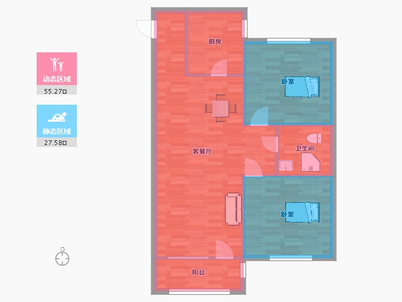 山东省-青岛市-麗山国际29号楼95m²-75.80-户型库-动静分区