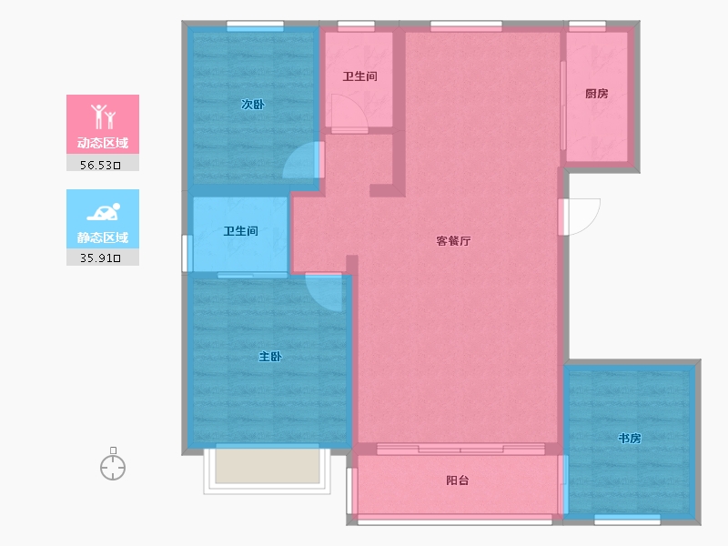 黑龙江省-大庆市-中央华府-82.97-户型库-动静分区