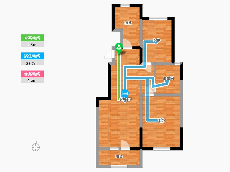 山东省-青岛市-奥园海泊澜湾90m²-72.01-户型库-动静线