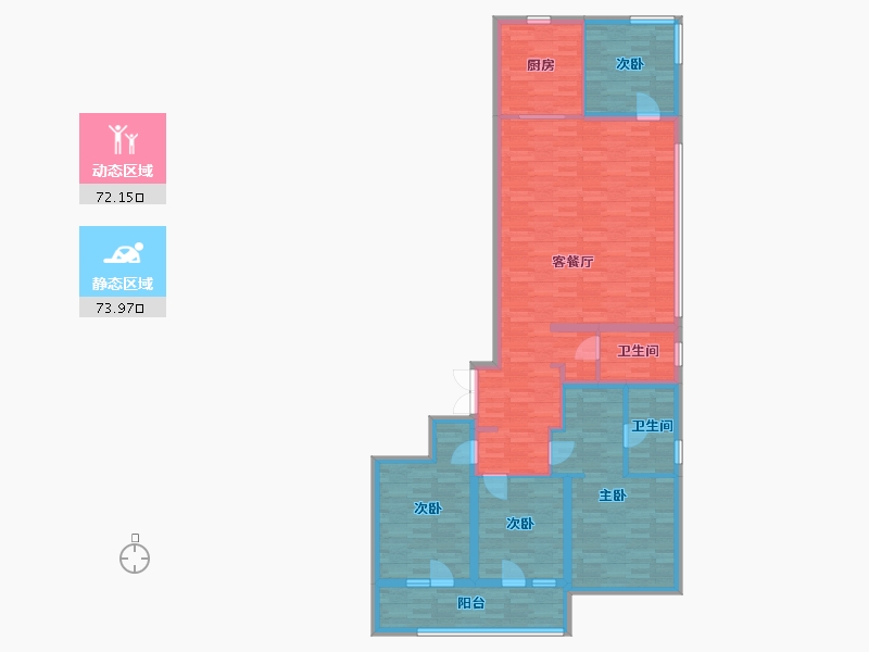 山东省-青岛市-海尔产城创蓝谷海上东方A户型163㎡-131.85-户型库-动静分区