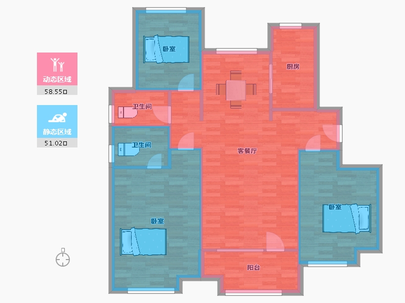 山东省-青岛市-中海樘院北区1，4，8号楼B1125m²-99.99-户型库-动静分区