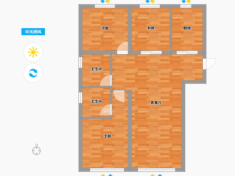 山东省-济南市-融创文旅城-84.03-户型库-采光通风