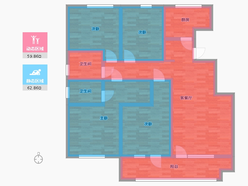 山东省-青岛市-金墨华府C1131㎡-106.92-户型库-动静分区