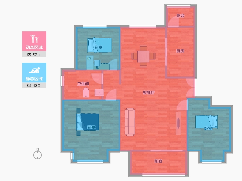 山东省-青岛市-太泉美域22号楼120m²-96.00-户型库-动静分区