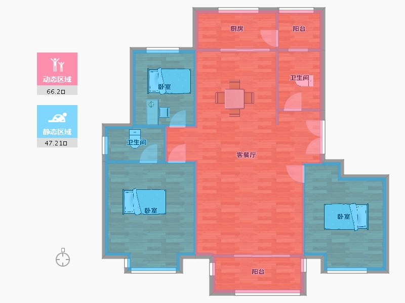 山东省-青岛市-太泉美域22号楼130m²-104.00-户型库-动静分区