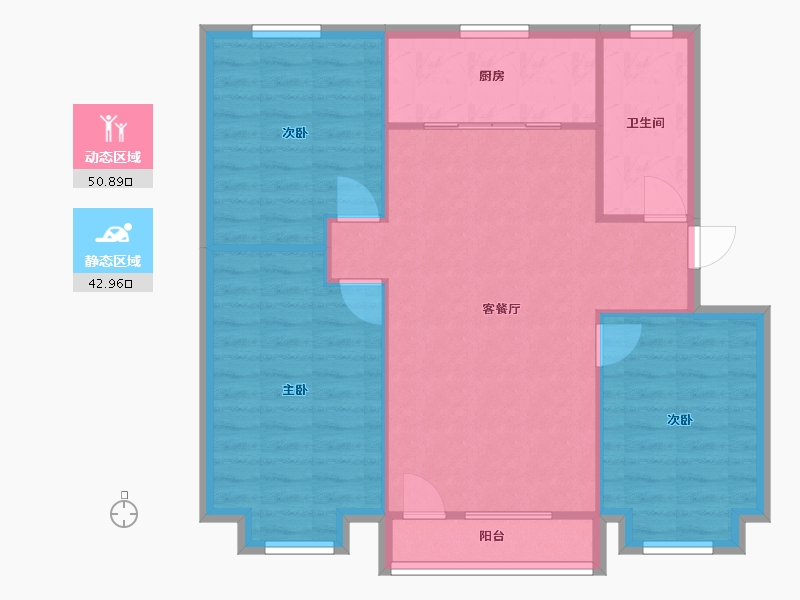 山东省-青岛市-奥润和府康府良辰美景6，13，14号楼107m²-85.98-户型库-动静分区