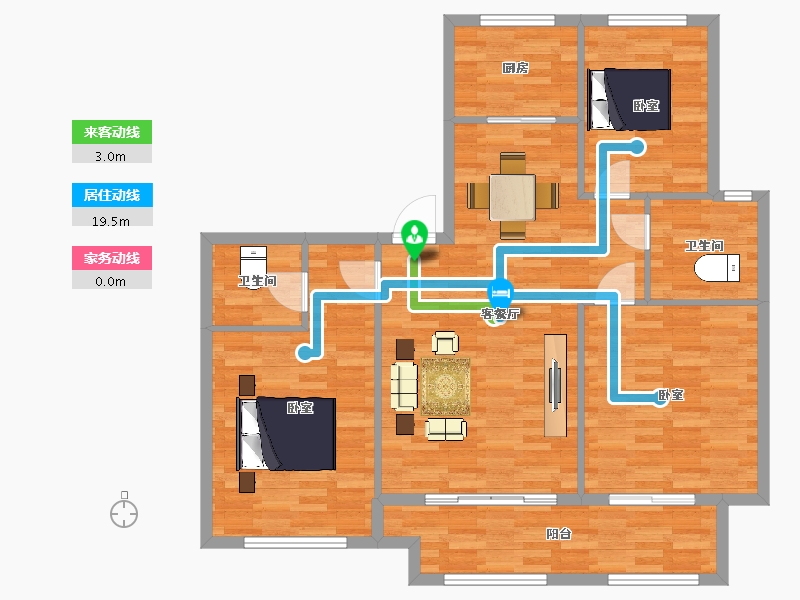 山东省-青岛市-紫悦府132㎡户型-104.97-户型库-动静线