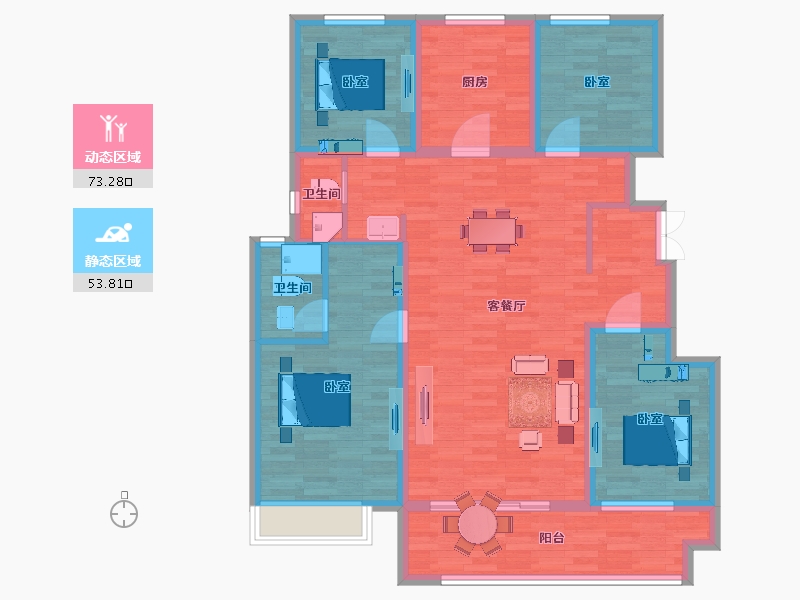 山东省-青岛市-金荷相府D141㎡-113.93-户型库-动静分区