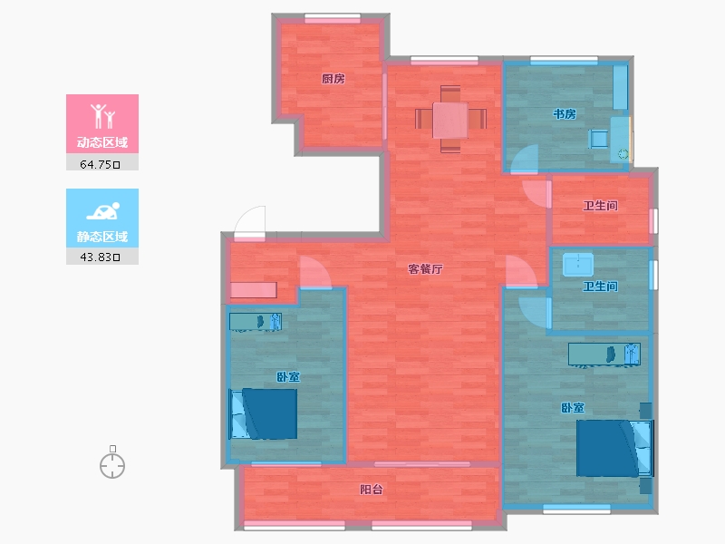 山东省-青岛市-华商金岸124m²-99.22-户型库-动静分区