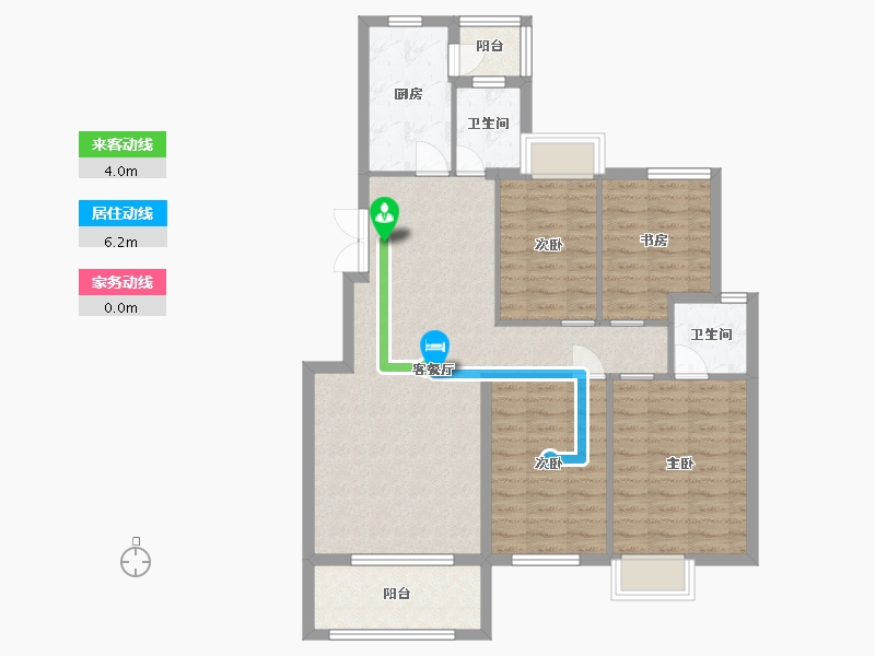 湖南省-长沙市-澳海谷山府17号楼C1户型123m²-98.40-户型库-动静线